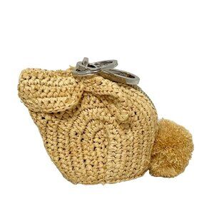 LOEWE Bunny Bag Charm Coin Case - Beige Raffia Leather Coin Case 300-071725